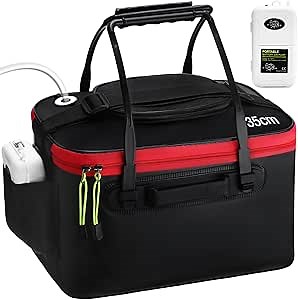 Live Fish Lures Bucket - Portable Minnow Bucket for Fishing, Aerated Water Container for Live Fish, Leakproof Bait Storage with Oxygen Holes, Outdoor Fishing Accessories (50 * 29 * 24cm)