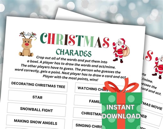 Christmas Charades Game | Printable Party Activity for Kids & Adults (digital Download) - Etsy UK