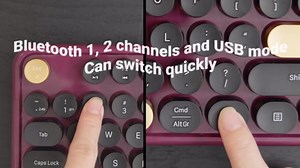 UBOTIE Dual Mode Colorful Wireless Keyboard, Bluetooth and USB Receiver Retro Typewriter Round Keycaps Keyboard Support Multi Devices for PC Laptop Tablet Phones(Pink Colorful)