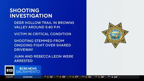 2 people in custody after Browns Valley shooting leaves victim in critical condition