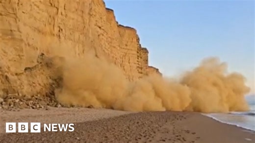 Cliff collapses at West Bay on Dorset's Jurassic Coast