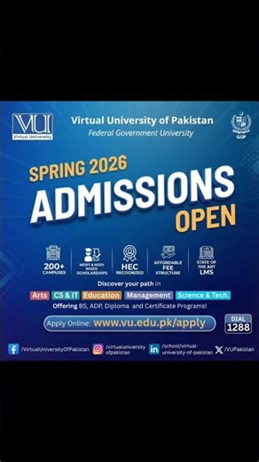 ADMISSION OPEN. VIRTUAL UNIVERSITY READY TO MAKE YOUR CAREER