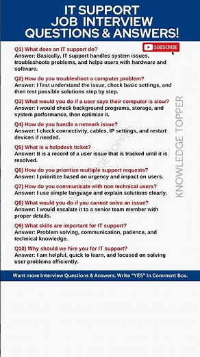 IT Support Interview Questions and Answers | IT Support Job Interview Questions and Answers