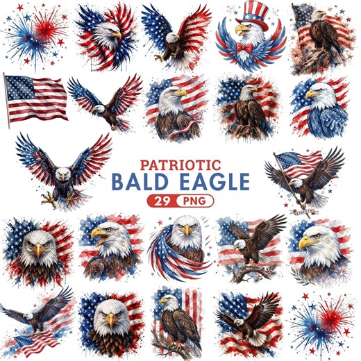 Patriotic Bald Eagle PNG, America Flag Clipart, 4th of July PNG, Independence Day Sublimation, USA 250th Anniversary, Commercial Use Clipart - Etsy