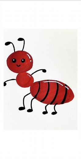 Red Ant Drawing 🐜 | Easy Cartoon Insect Art for Beginners #Shorts #AntDrawing #CuteDrawing #drawing