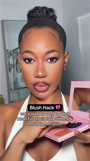 Powder puff blush hack 💖😍✨#makeup
