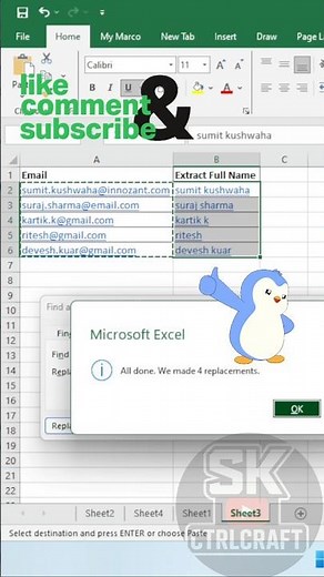 Split Name from Email in Excel (No VBA Needed!)