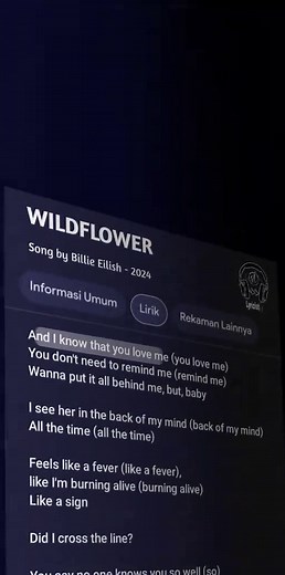 🎧Wildflower ~ Billie Eilish || Lyrics🎵🎶🎶 . . . #wildflower #billieeilish #ruanglyrics #fyp #liriklagu
