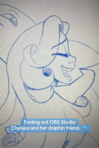 I got a program recently called OBS Studio, and I definitely like it a lot more than the previous program I used to record my computer screen. It also allows me to do live streams, so I may try that on my YouTube channel eventually… if I can ever get past my shyness and social anxiety to talk to people online. 😁😅 I also get nervous whenever people watch me draw, so I don’t know. 😅 Anyway, this is an old sketch I drew of a mermaid character of mine named Chelsea and her dolphin friend that I d