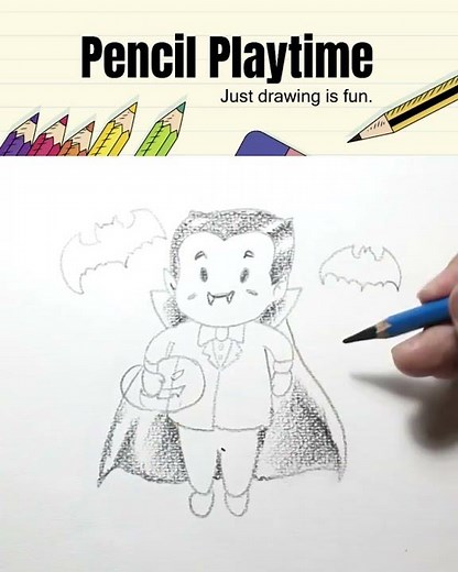 How to Draw a Cute Vampire | Simple Halloween Drawing for Kids and Beginners #pencilplaytime