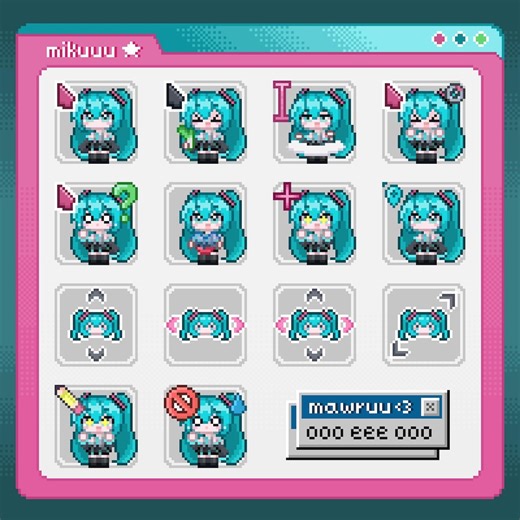 Hatsune Miku Animated Mouse Cursor Pack and Digital Stickers | Vocaloid Pixel Art | Cute Kawaii Windows PC Theme - Etsy Canada