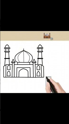How to Draw a Beautiful Mosque Step by Step | Easy Islamic Drawing for Beginners