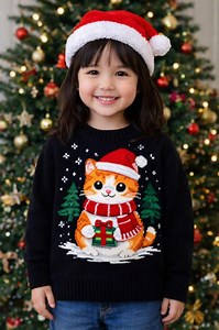 Christmas Cat Sweater Knitting Pattern | Boys Girls | Holiday Jumper PDF | Winter Knitwear - Etsy
