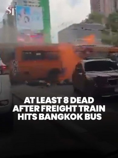 At least 8 people were killed and 25 others injured after a freight train collided with a public bus in Bangkok. #train #Bangkok #Thailand #StraitsTimes