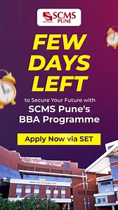 🚨 Time is running out! Only a few days left to secure your spot in the BBA programme at SCMS Pune! ✅ 96.96% Placements ✅ Top Package ₹17.25 LPA ✅ Industry-Leading Recruiters ✅ NEP 2020 Aligned Curriculum ✅ Strong Alumni Network 📢 Apply Now via SET #SCMSPune #BBAAdmissions #FutureLeaders #ApplyNow #LastChance | Symbiosis Centre for Management Studies, Pune