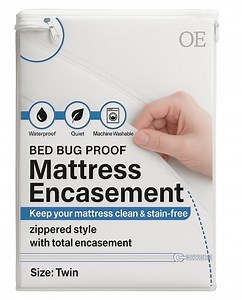 Zippered Twin Mattress Encasement – Waterproof, Bed Bug Proof Cover, 6-Sided Protection, Soft Knit Polyester TPU, Fits 15" Deep Twin Mattresses