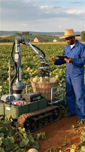 Smart Robot Melon Picker in Action! 🍈⚙️