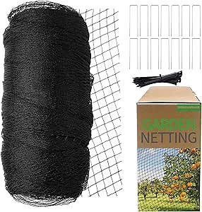 Garden Netting,7.5ft x 65ft Black Bird Netting Heavy Duty,Rabbit,Squirrels,Anti Birds,Larger Bees,Deer,Chicken,Cardinals，Animal Fencing for Fruit Tree & Vegetable Garden