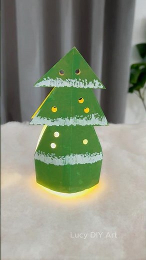 How to Make a Paper Christmas Tree Lamp 🌲 | Easy DIY