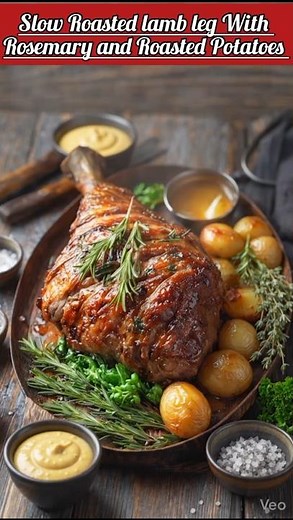 🥩🫒🍠Slow Roasted lamb leg With Rosemary and Roasted Potatoes,RECIPE ⬇️⬇️ #muttonleg #muttonroast