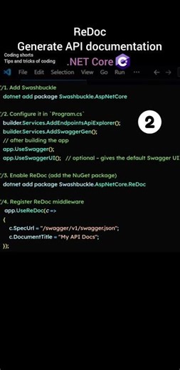ReDoc Generate API documentation in .NET Core #coding #shorts #dotnetcore #dotnet #apidesign #azure