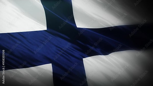Finland Flag Waving in Full 4K Resolution. Realistic Closeup of the Indonesian Flag. 3840x2160 Full HD Footage of Finland National Flag.