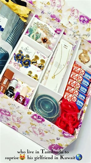 Surprise To Kuwait girlfriend 🌎 #gift #love #giftideas #customized #hampers #sareelove