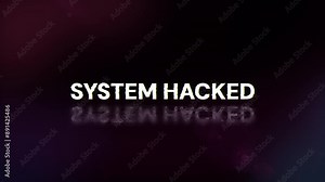 System hacked text with screen effects of technological failures. Spectacular screen glitch with various kinds of interference. Looped