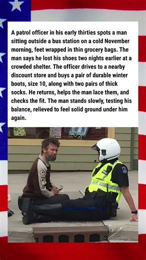 Police Officer Buys Boots For Barefoot Man