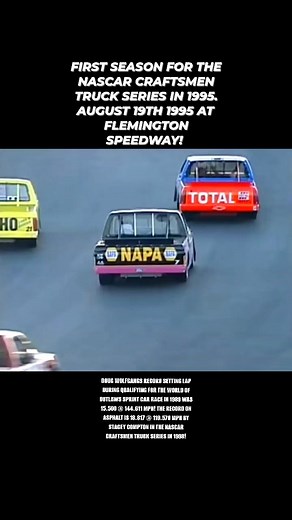 The first season I n for the NASCAR CRAFTSMEN TRUCK SERIES in 1995. A race was held at FLEMINGTON SPEEDWAY on August 19th 1995! Quite an exciting finish as you will see!! I would have thought it was a modified or something. But b that is what the record says! #NASCAR #legendsneverdie #grassroots #autoracing | pronyne motorsports museum
