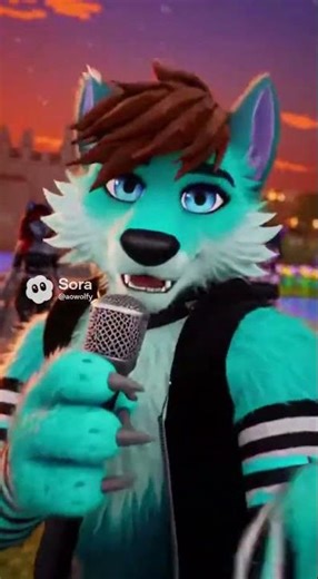 AI Sora Furry Video - A Fursuiter is singing an AI Minecraft music song like a big gaming super star