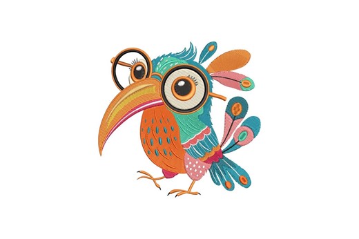 Whimsical Bird Embroidery Design, Crazy Bird Machine Embroidery, 4 Sizes, Instant Download - Etsy