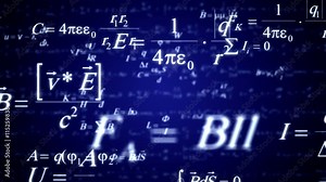 Blue Physics and Mathematics formulas zoom in.Good for sciense titles and background, news headline business intro screensaver and opener. School education presentation, diploma project.