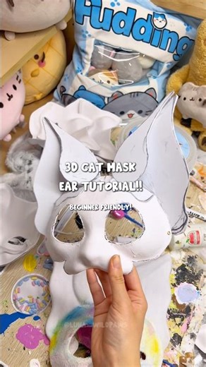 3D ear "therian" cat mask tutorial! 🫶😼 // #furry #lunawildpaws #fyp not a #therian