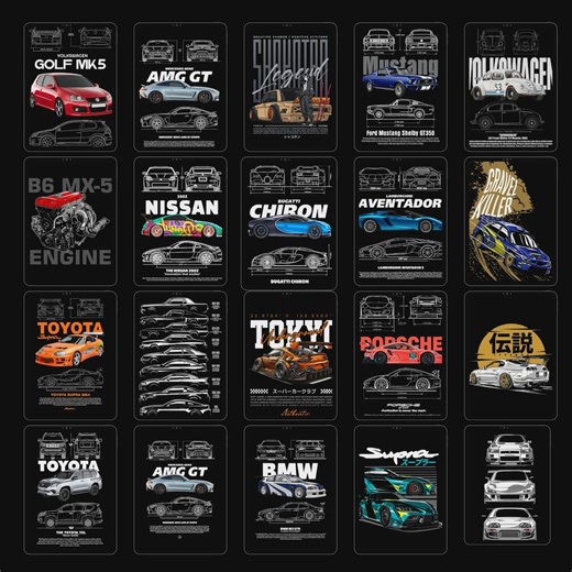 5000  Car Design Bundle | JDM, Muscle, Racing PNG Graphics (digital Download) - Etsy