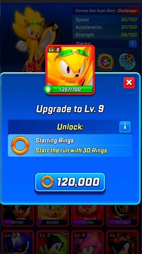 Sonic Forces Extreme Gear Super Sonic Level Upgrade i Spending 120000 Rings For New Upgrade