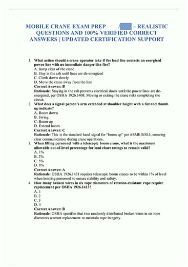 NCCCO Core Practice Exam ExpertLevel Questions with 100 Correct Verified Answers Grade A Review Set2