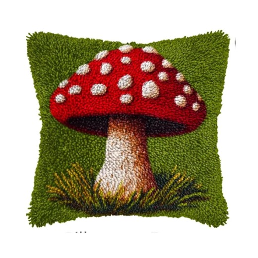 DIY Latch Hook Pillow Kit: Red Mushroom Design - Etsy