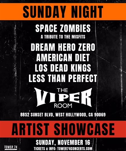This Sunday! @tower74concerts tickets at viperroom.com | The Viper Room