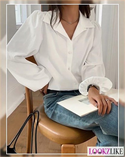 Puff Sleeve Button-Down Shirt