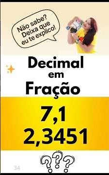 Como transformar números decimais em fração!!#decimais