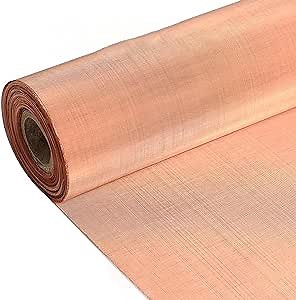 Copper Screen Woven Mesh Roll 118''x39'' / 3m x 1m Copper Wire Mesh Sheet Roll for Dense Filter Blocker Scrubber Clean DIY Fill mesh Shielding Faraday Cages 200 Mesh/inch