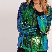 Carnival Costume Carnival Coat Sequin Costume Cosplay Sequins Adults' Women's Carnival Mardi Gras Fat Tuesday Performance Party Easy Carnival Costume Dress Up 2025