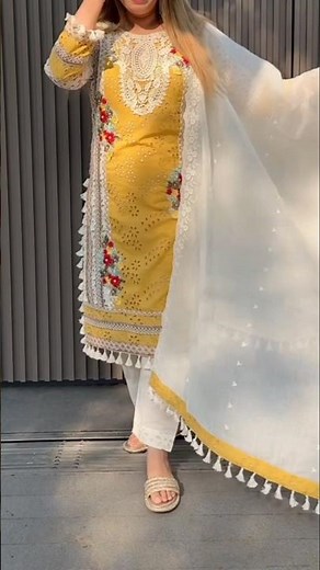 Beautiful Summer Suit Design with White Cotton Lace ✨