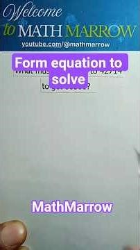 How to use equation to solve the given problem #MathMarrow #equations #form