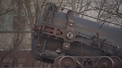 Train derails in Worcester, Massachussets