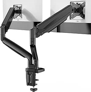 Dual Monitor Mount Heavy Duty Monitor Arm for 2 Ultrawide Computer Monitors Adjustable Dual Monitor Stand Desk Mount Fits Screen up to 35 Inch, 26.4lbs Each,with C Clamp & Grommet Base,Black