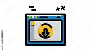 Download web icon animated digital up of a computer screen with a star symbol great for tech blogs, social media posts, and website design.