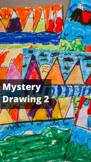 Ashley | Artsy Blevs | Art Teacher on Instagram: "How many lines did it take you to guess? For this mystery drawing we watch the Vooks read aloud of Lines that Wiggle and then my Kinders follow along with this mystery drawing and we try to figure out what these lines are going to make. I do have the full lesson plan for this one in my Kindergarten Curriculum Lesson Pack. It’s a tried and true, and such an easy one. As I mentioned in the first mystery drawing post, I chunk my lessons into short t