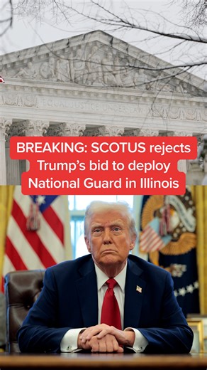 MS NOW News on Instagram: "Over dissent from Justices Clarence Thomas, Samuel Alito and Neil Gorsuch, the Supreme Court declined to let the Trump administration deploy the National Guard in Chicago, in the latest high court test of Donald Trump’s sweeping claims of authority in his second term. In an order, the court said that at this stage in the litigation, the government couldn’t carry its burden to show that federal law lets the president federalize the Guard in his authority to protect fede